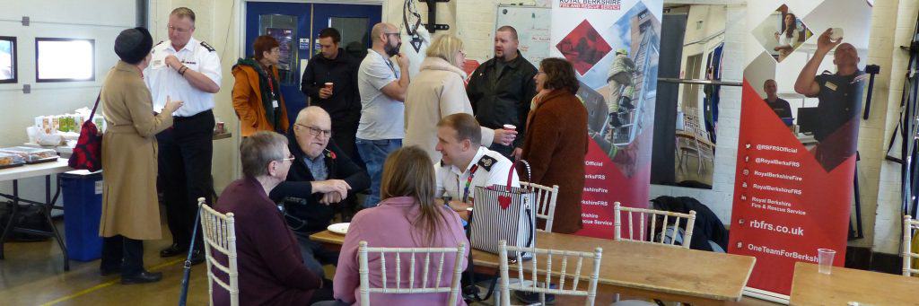 Armed Forces Veterans' Hub in action, RBFRS staff talking to guests