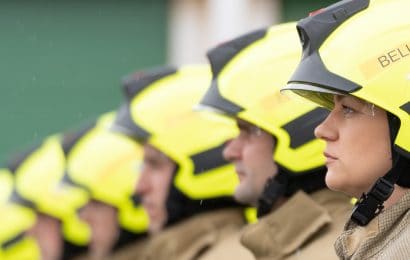 Line of firefighters in a row