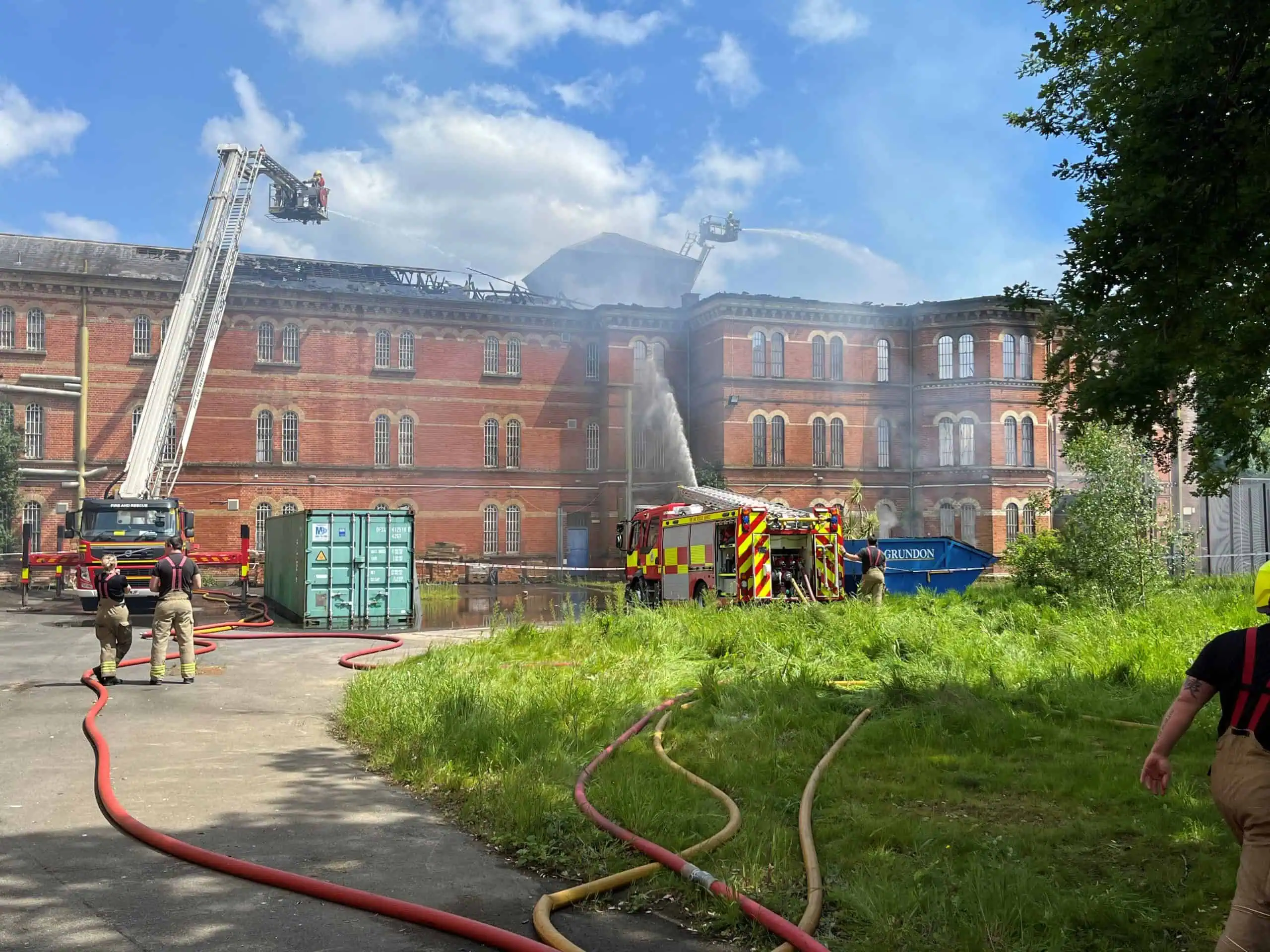 Firefighters tackle a fire at Broadmoor