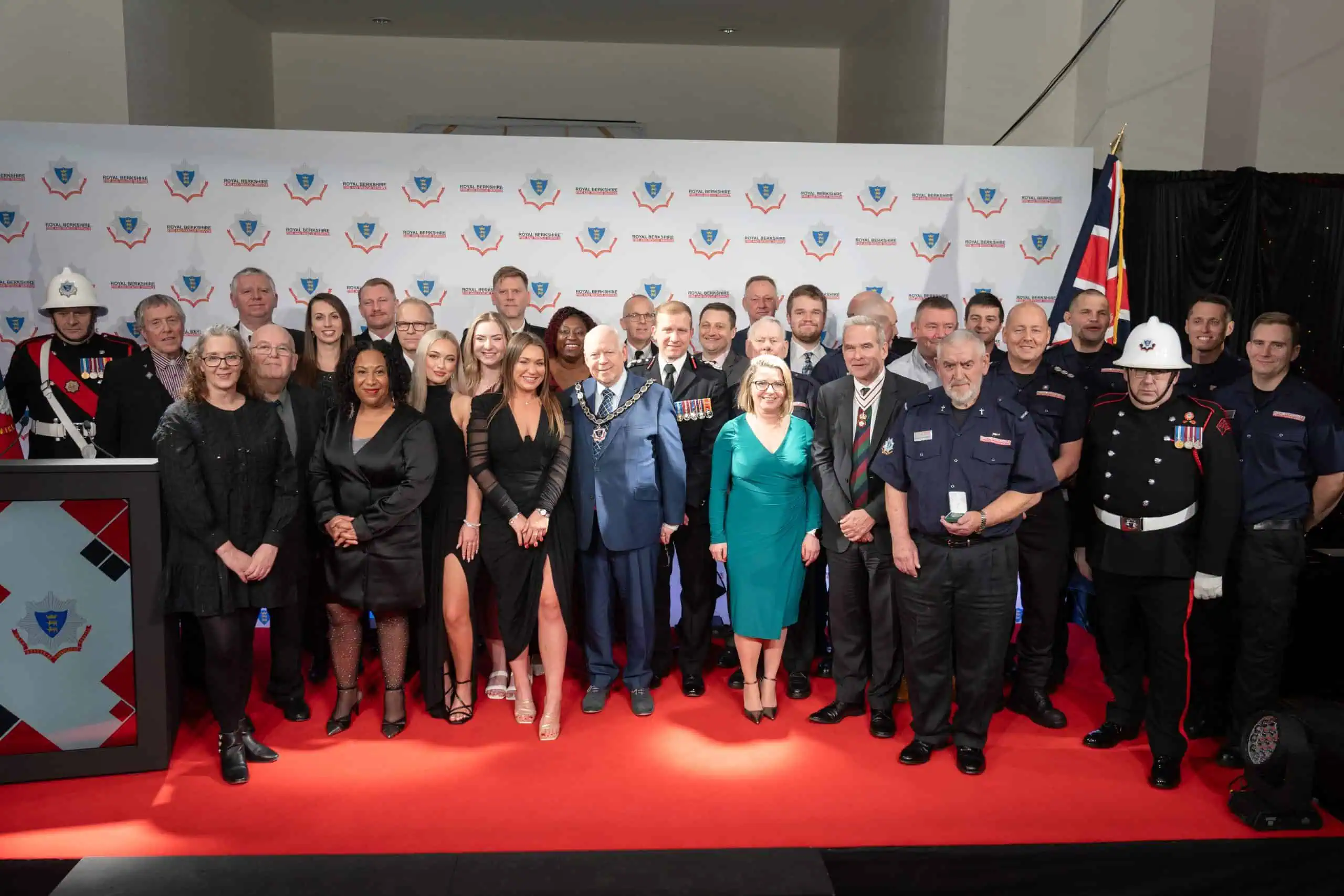 Group photo of winners and long service recipients at RBFRS Awards Ceremony